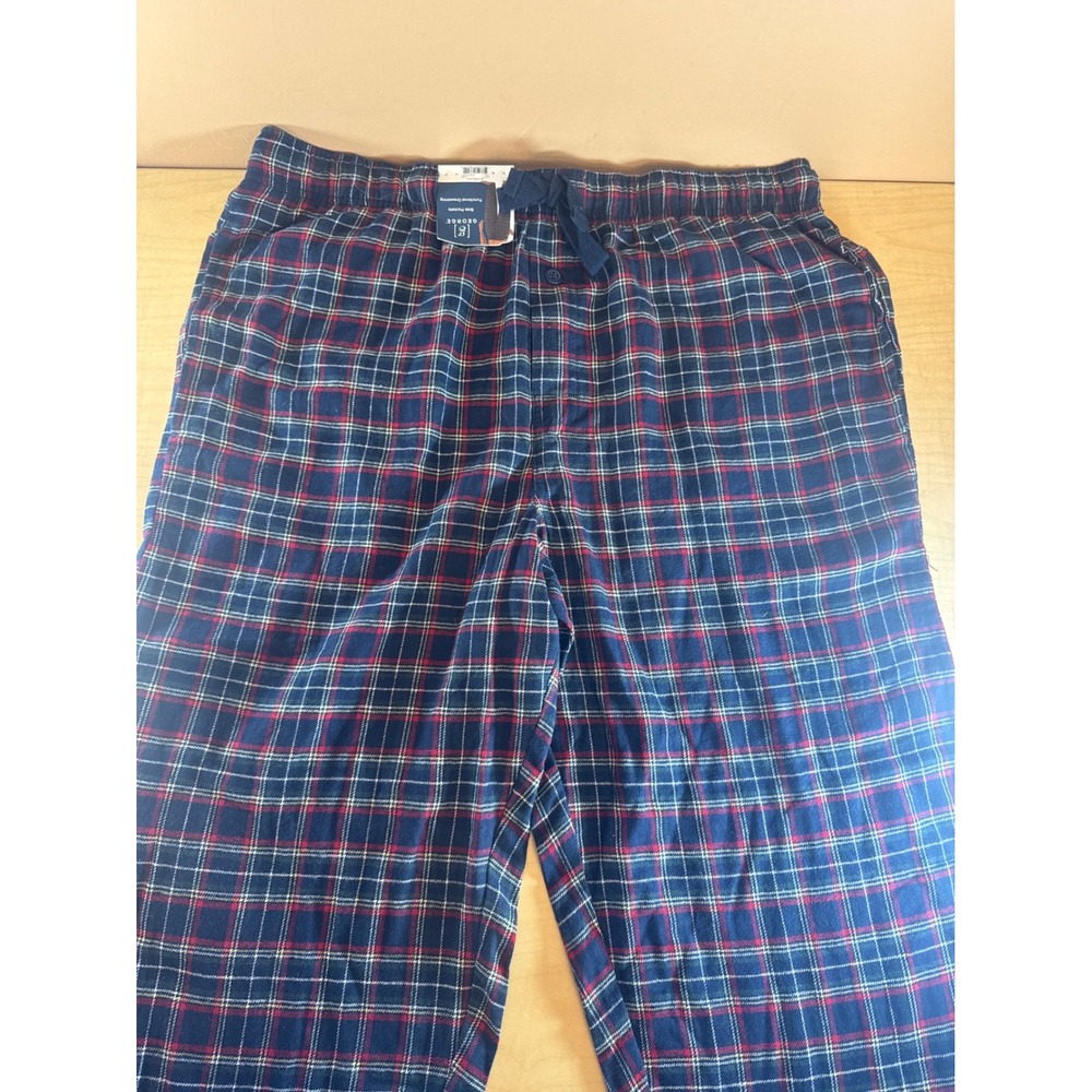 George Mens Plaid Sleep Pants Navy Red White Pajama Bottoms XL 40-42 NWT